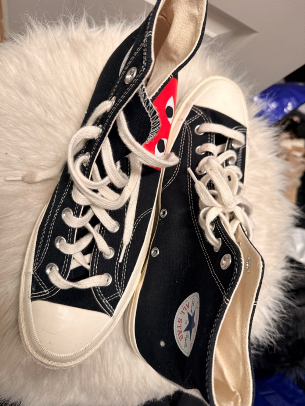 Converse Black Canvas High-Top Sneakers with Red Heart Graphic - Picture 6 of 6